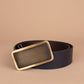 Leather belt with grid buckle